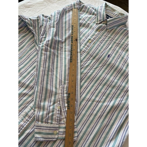 Ralph Lauren Classic Fit purple/blue/green Striped purple Pony Button XXL Shirt - Picture 8 of 10